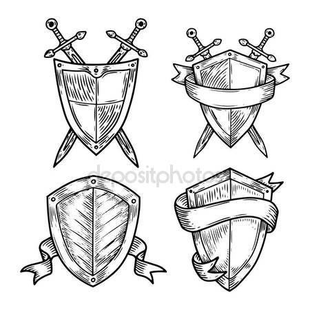 450x450 Old Or Retro Medieval Royal Signs As Shields Stock Vector