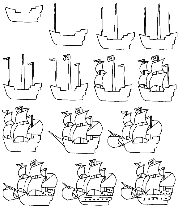 576x720 Learn To Draw A Pirate Ship Step By Step