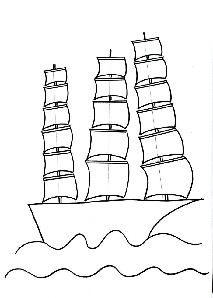 700x979 Sailing Ship Drawing For Kids Step By Step Drawing Tutorial