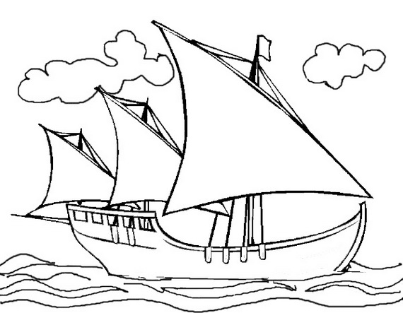 570x443 Columbus Day Ships Coloring Pages
