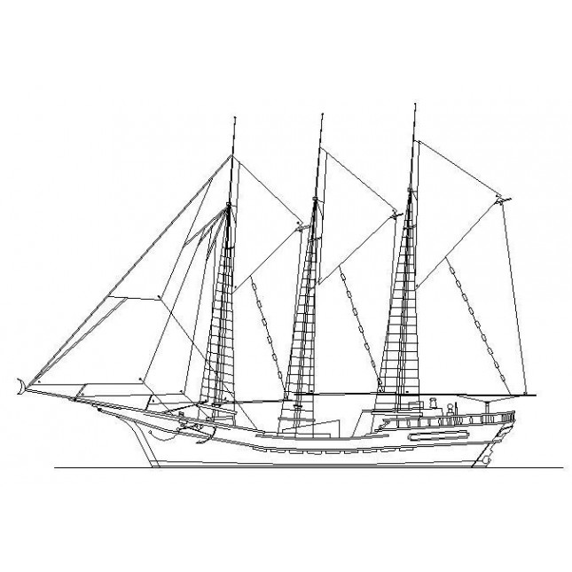 645x645 Sailing Ship Cad Block