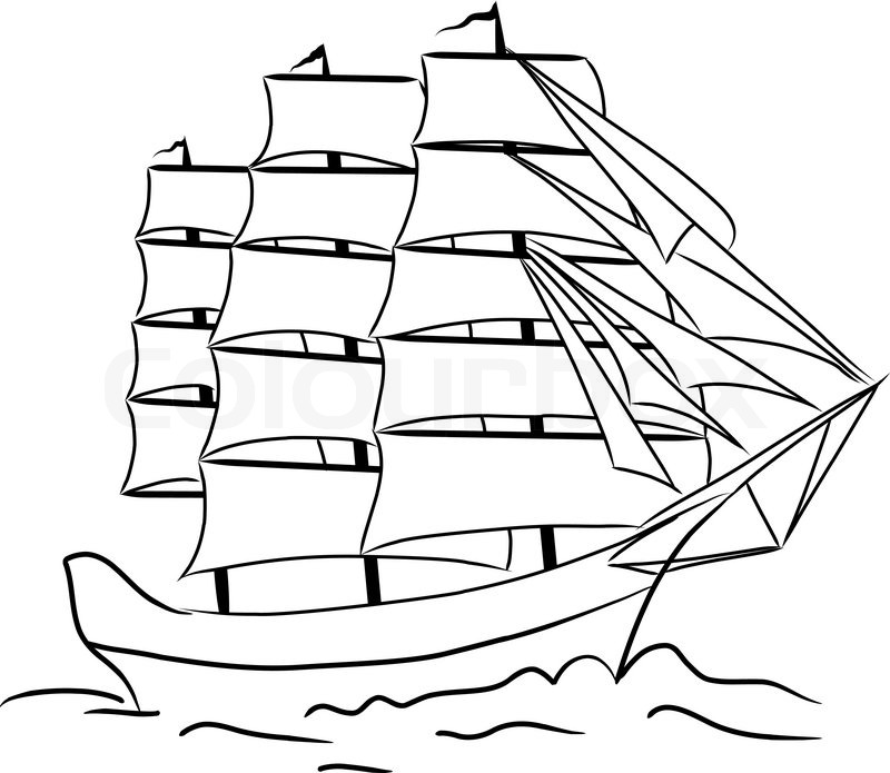 800x695 Sketch Of Nautical Sailing Vessel Stock Vector Colourbox
