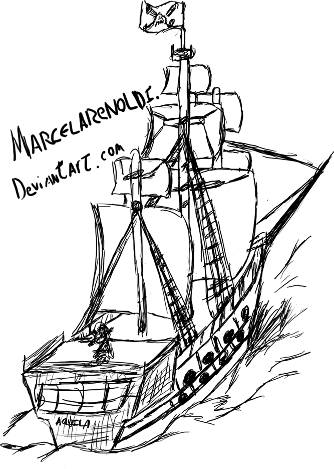 667x935 Pirate Ship Sketch By Marcelarenoldi