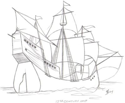 400x329 Old Sailing Ship Stock Image. How To Draw A Ship Step 7. Image