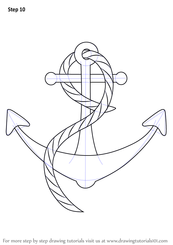 598x843 Learn How To Draw A Boat Anchor (Boats And Ships) Step By Step
