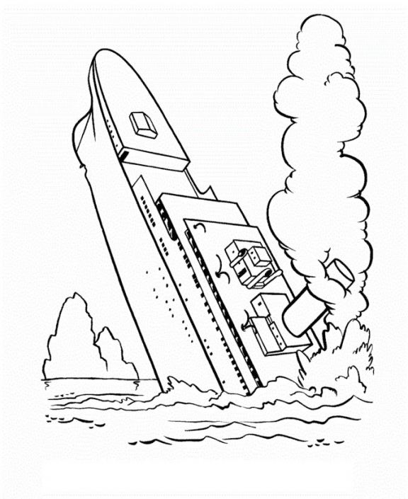 576x705 Titanic Coloring Pages Free (Charming How To Draw A Sinking Ship
