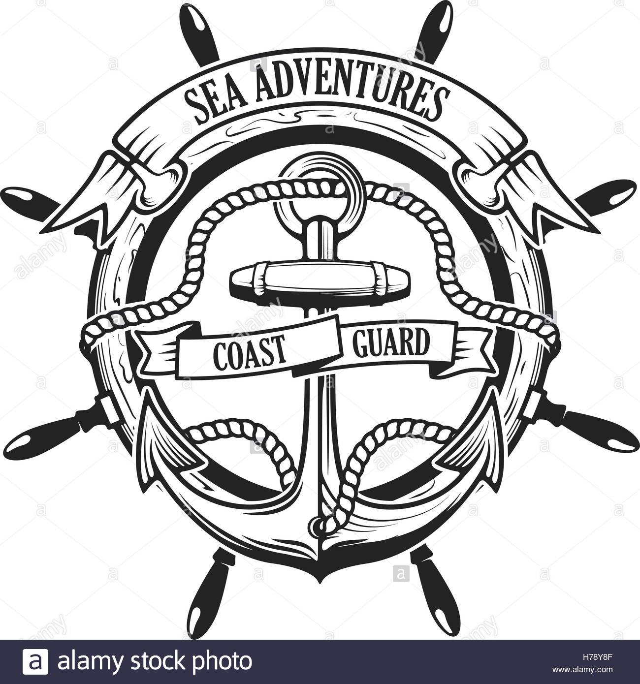 1300x1390 Sea Adventures. Coast Guard. Anchor With Rope And Ribbons On Stock