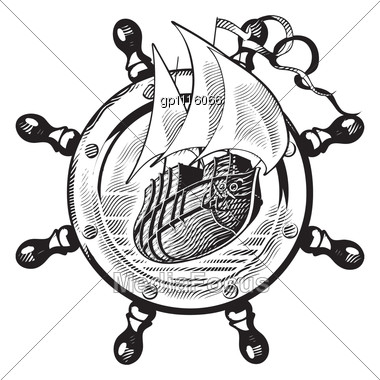 380x380 Stock Photo Ship Framing Steering Wheel Executed Style