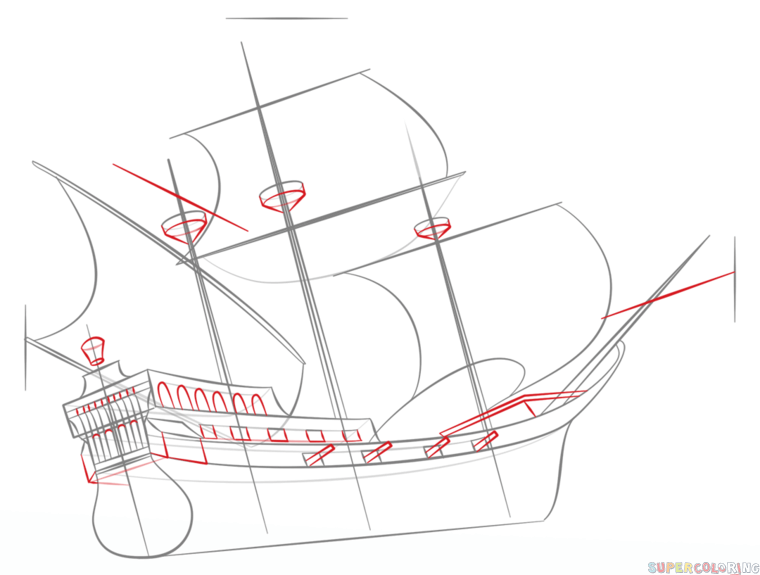 760x575 How To Draw A Pirate Ship Step By Step. Drawing Tutorials For Kids