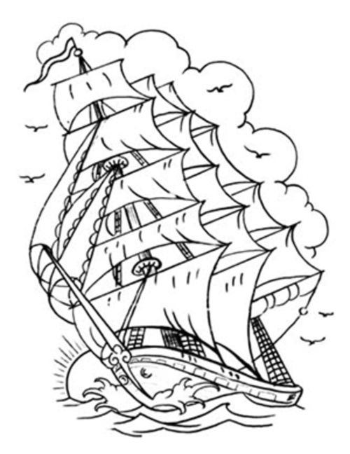 500x648 Traditional Ship Tattoo Outline Sketch Coloring Page Your