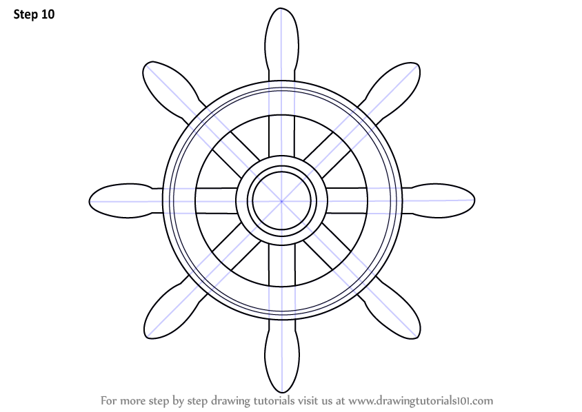 844x598 Learn How To Draw A Boat Wheel (Boats And Ships) Step By Step