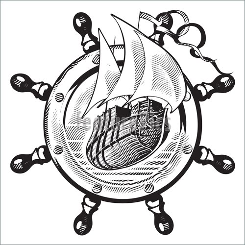 500x500 Watercraft Ship And Wheel Engraving
