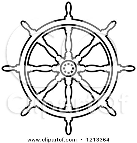 450x470 Clipart Of A Black And White Ship Steering Wheel Helm 3