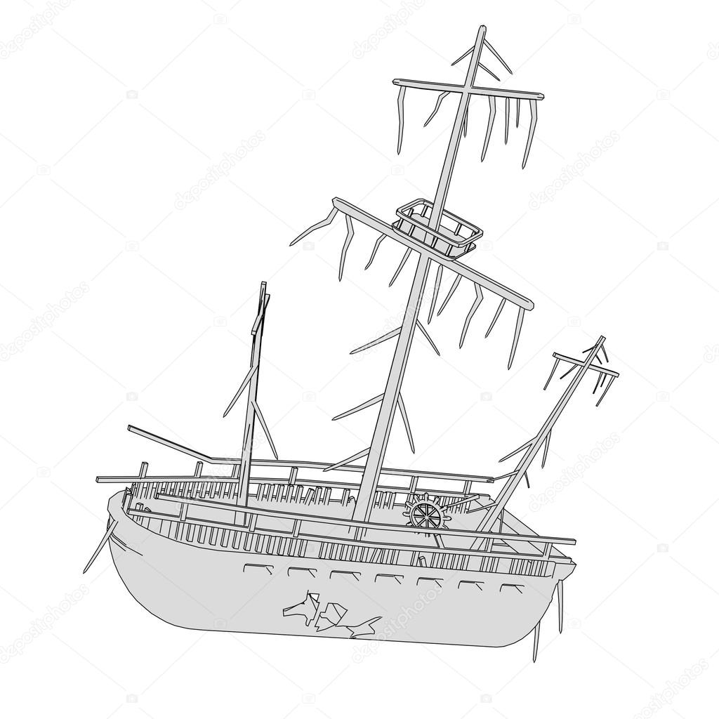 1024x1024 Cartoon Image Of Ship Wreck Stock Photo 3drenderings