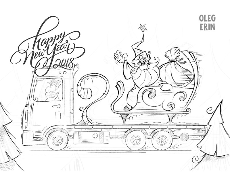 800x600 New Year, Drawing, Sketch, Claus, Christmas, Merry, Shipping