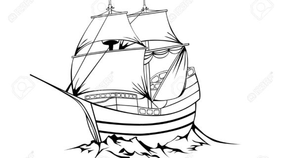 570x320 Pirate Ship Line Drawing Contemporary Ship Clipart Pirate