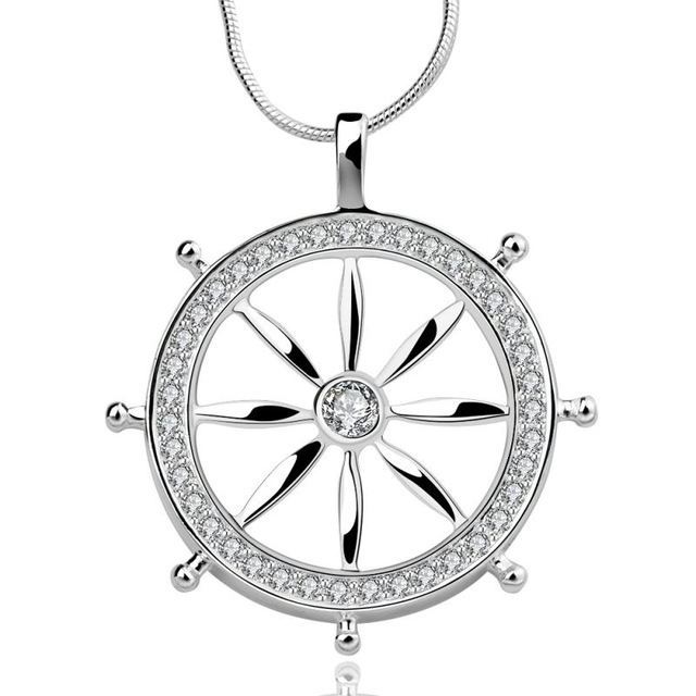 640x640 Retro Silver Rudder Ships Boats Wheel Pendant Silver Plated 925