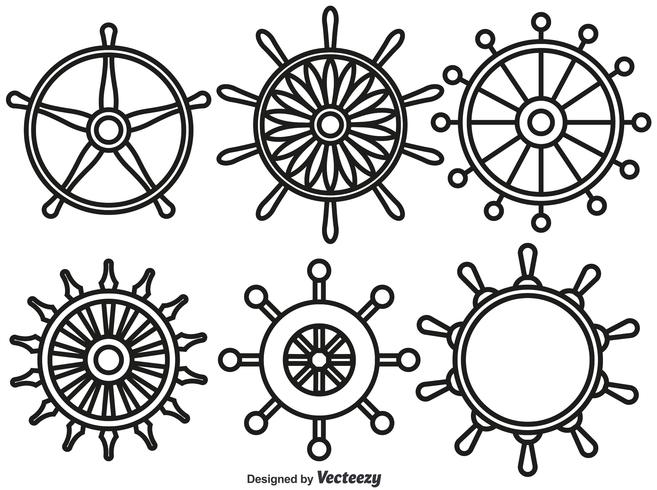 657x490 Vector Set Of Ship Wheels Line Style Icons