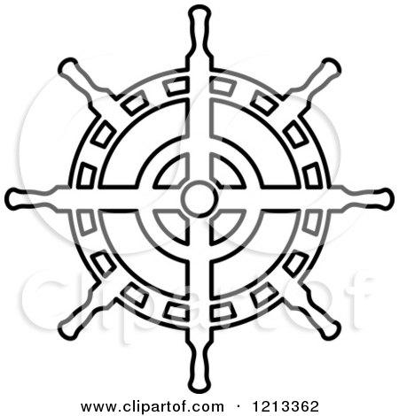 450x470 Clipart Of A Black And White Ship Steering Wheel Helm 5
