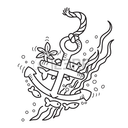 450x450 Message In A Bottle On Sea Bottom. Free Hand Drawing. Good