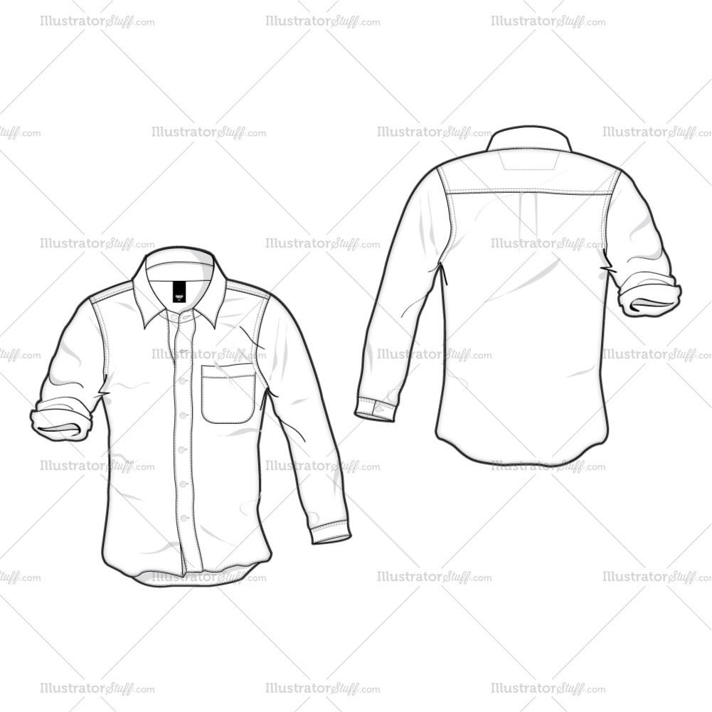 1001x1001 Women's White Cotton Shirt Fashion Flat Template Illustrator Stuff