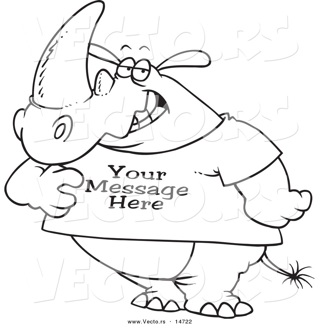 1024x1044 Vector Of A Cartoon Rhino Wearing A T Shirt With Sample Text