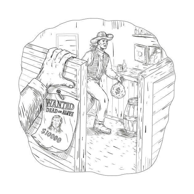 630x630 Cowboy Robbing Saloon Drawing