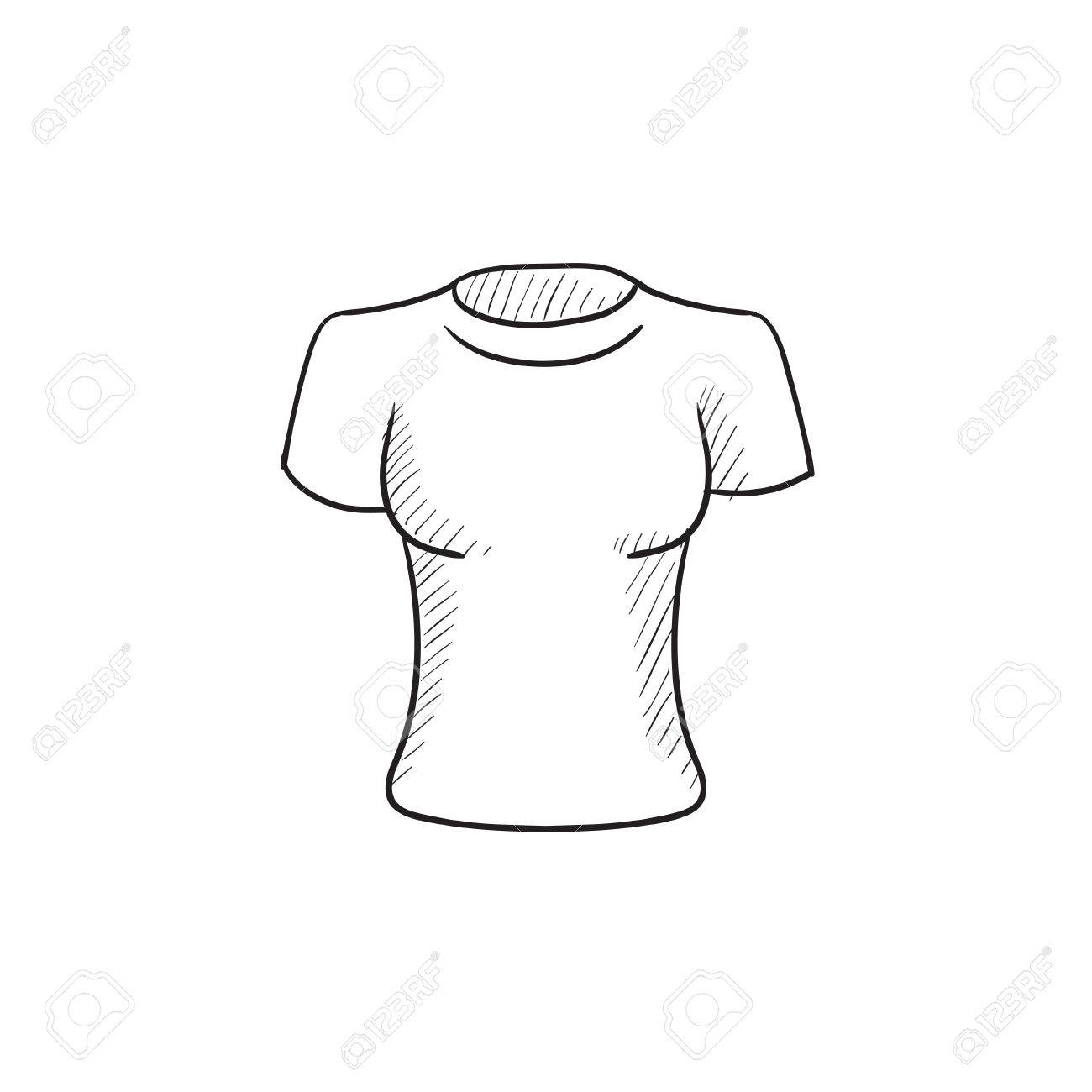 1300x1300 Female T Shirt Vector Sketch Icon Isolated On Background. Hand