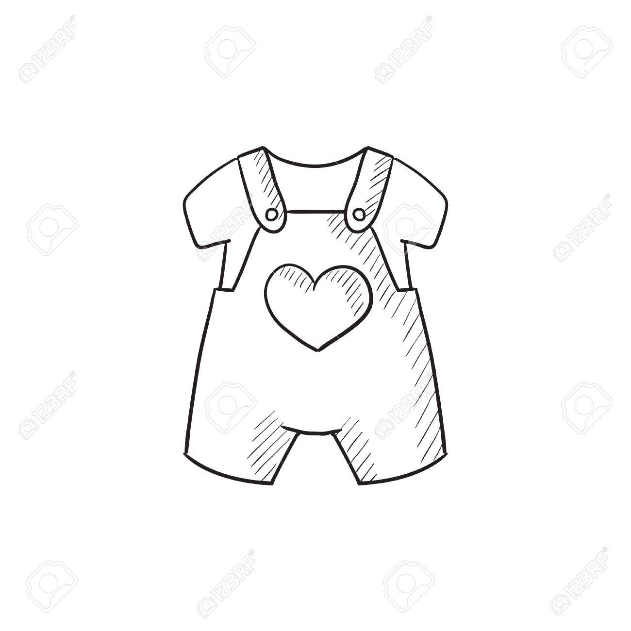 1300x1300 Baby Overalls And Shirt Vector Sketch Icon Isolated On Background