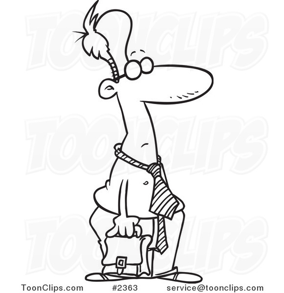 581x600 Cartoon Black And White Line Drawing Of A Shirtless Business Man