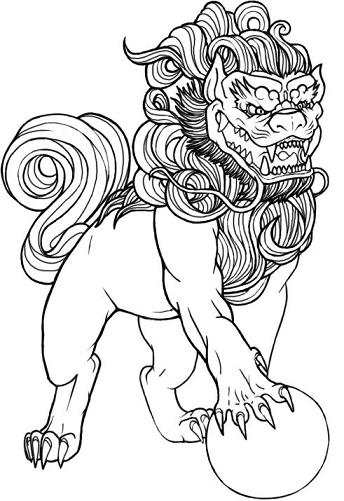 344x501 Fu Doglion Coloring Pages Tattoo, Tattoo Themes