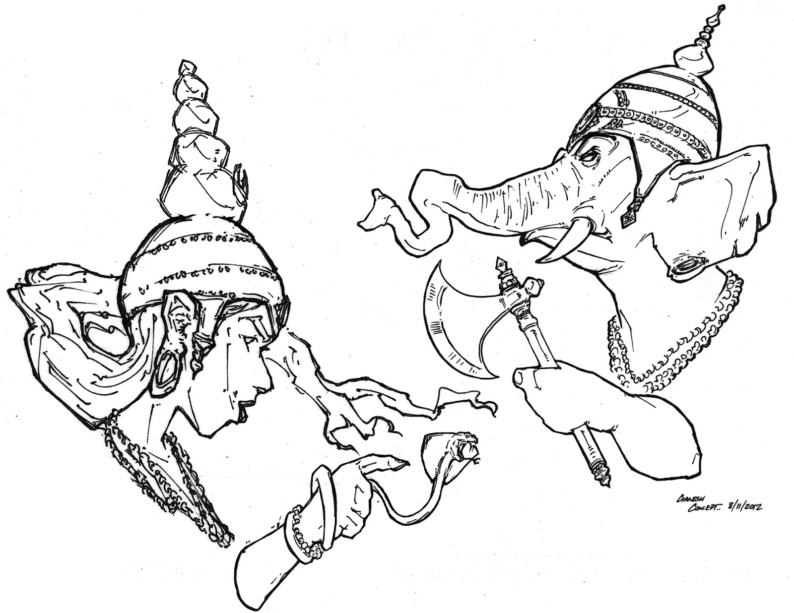 1600x1236 Delton Demarest Arts Shiva And Ganesh Ink Concepts