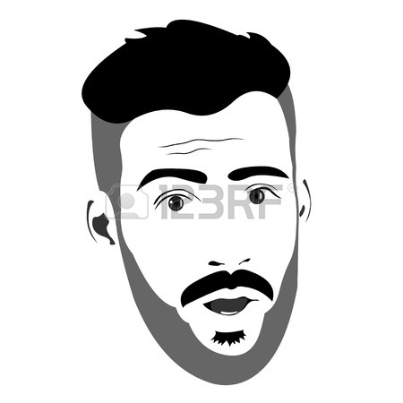 450x450 Shocked Or Surprised Bearded Man Face Expression. Easy Editable