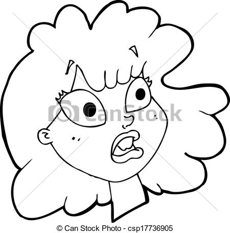 450x456 Cartoon Shocked Female Face Vector Clipart