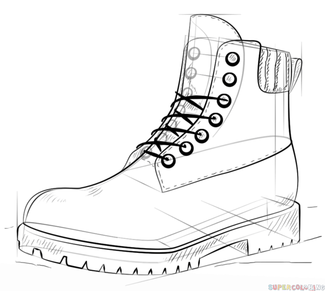 642x575 How To Draw A Hiking Boot Step By Step. Drawing Tutorials For Kids