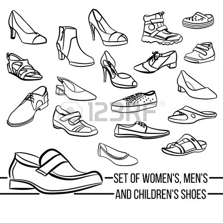 450x450 Line Drawing Of Shoes And Boots Stock Photos. Royalty Free