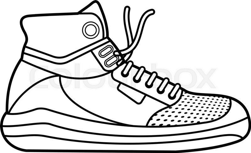 800x487 Vector Illustration Of Sneakers. Sports Shoes In A Line Style