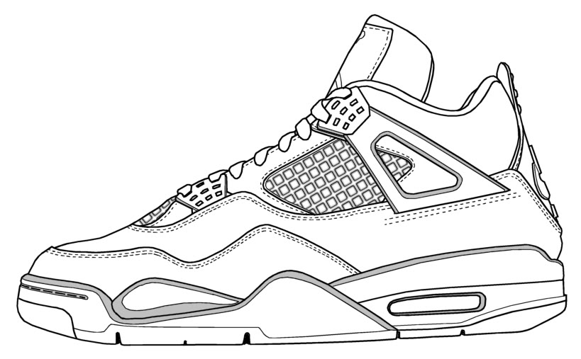 Air Jordan 4 Coloring Page Sketch Coloring Page