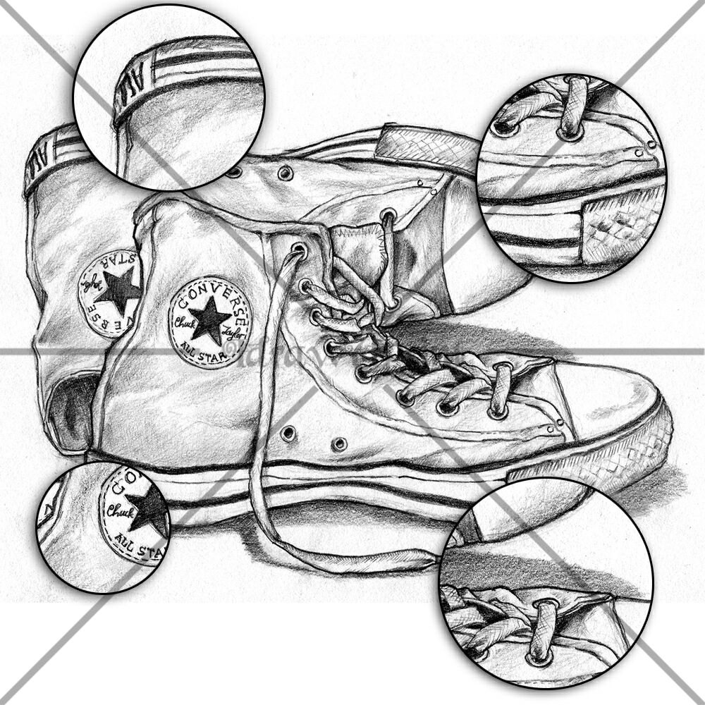 1000x1000 Converse Shoes Sketch Digital Print It Anywhere By Idrawuprint