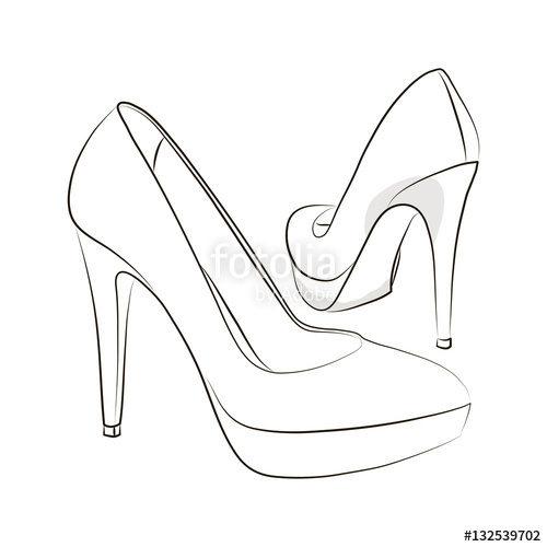 500x500 Sketch Of Female Shoes On A White Background. Vector Illustration