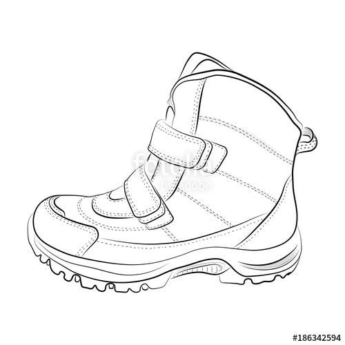 500x500 Sketch Of Winter Women's And Children's Shoes On A White