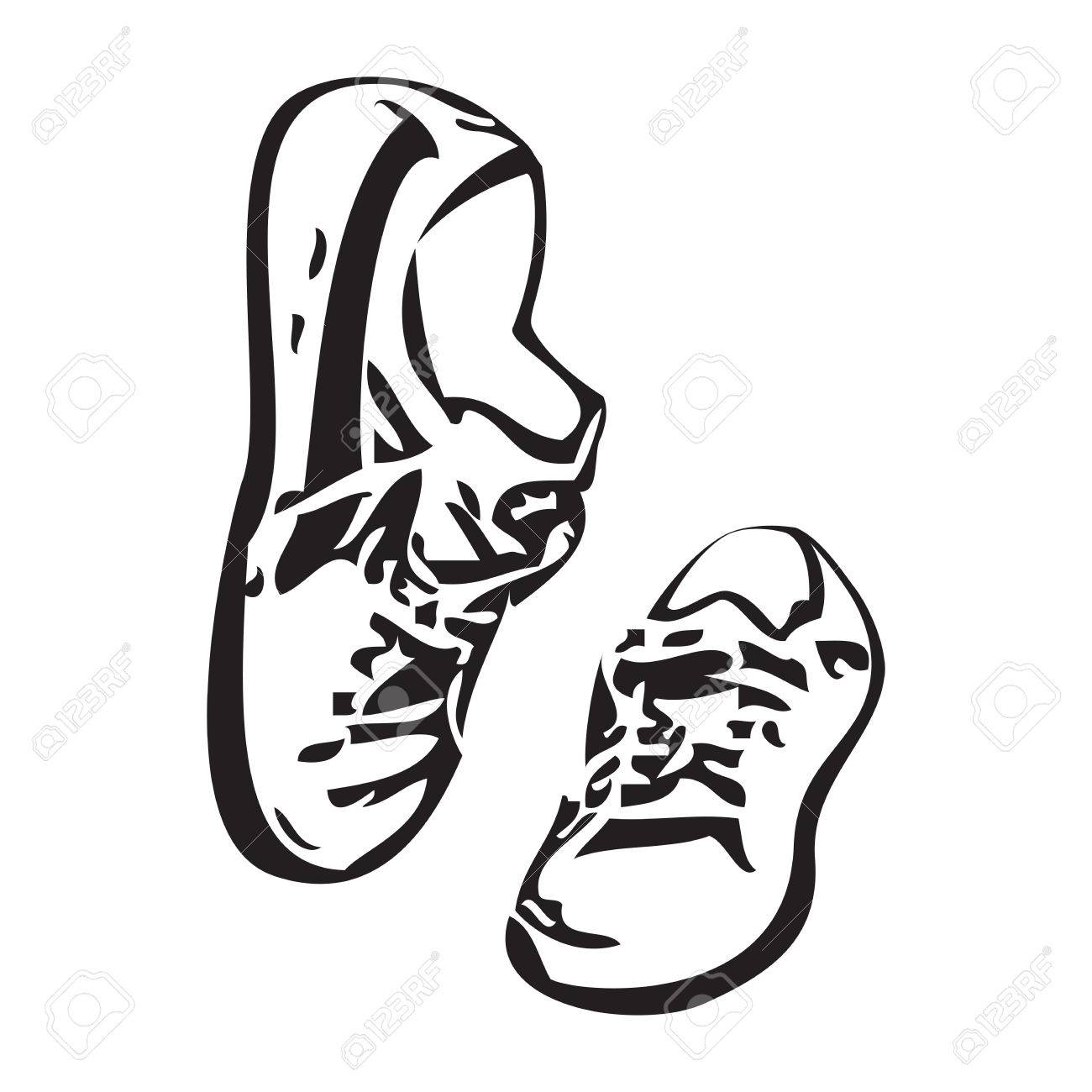 1300x1300 Sneakers Shoes Vector Sketch Drawing Illustration. Sneakers