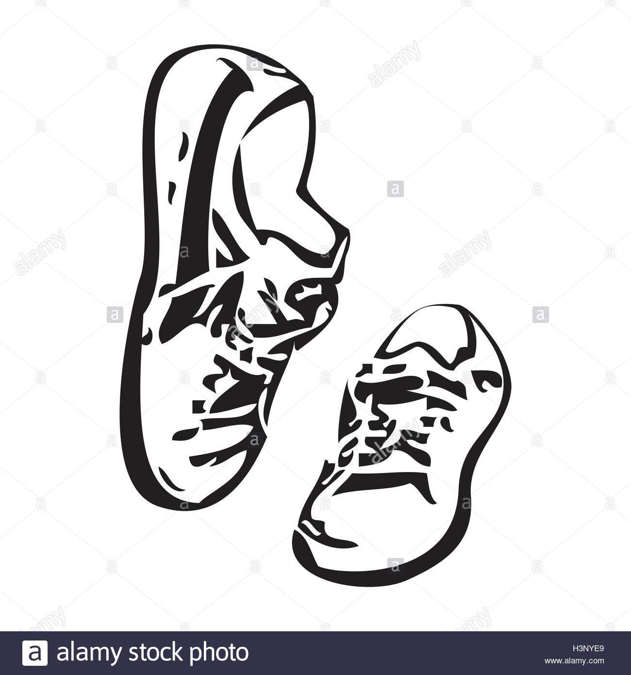 1300x1390 Sneakers Shoes Vector Sketch Drawing Illustration. Sneakers