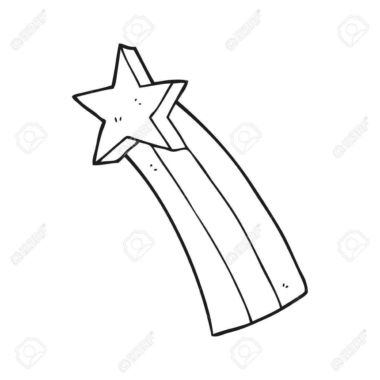 1300x1300 Freehand Drawn Black And White Cartoon Shooting Star Royalty Free