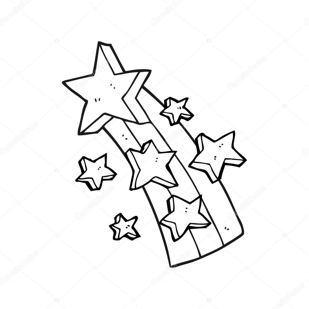 1024x1024 Black And White Cartoon Shooting Star Stock Vector