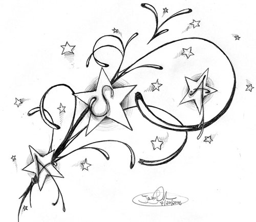 500x433 Nice Shooting Stars Tattoo Design Sample