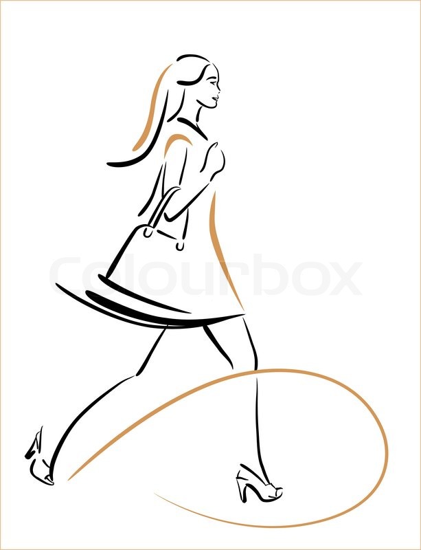 613x800 Hurring Shopping Girl With Bags Stock Vector Colourbox