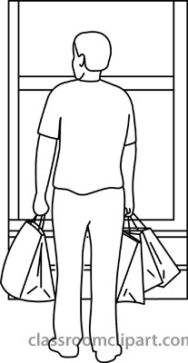 207x400 People Clipart Man With Shopping Bags Window Outlne