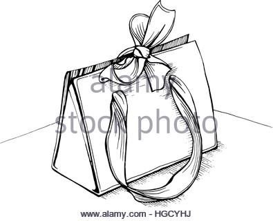 395x320 Bag Gift Paper Shopping Sketch Vector Illustration Eps 10 Stock
