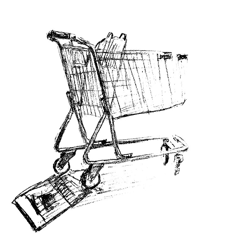800x800 Shopping Cart Line Drawing. Stickers By Artosaurus Redbubble